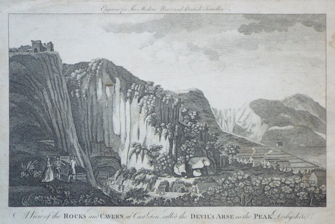 Print - A View of the Rocks and Cavern at Castleton, called the Devil's Arse, in the Peak, Derbyshire.